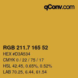 カラーコード: RGB 211.7 165 52 | qconv.com