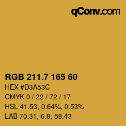 カラーコード: RGB 211.7 165 60 | qconv.com