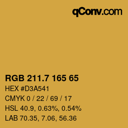 カラーコード: RGB 211.7 165 65 | qconv.com