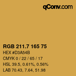 カラーコード: RGB 211.7 165 75 | qconv.com