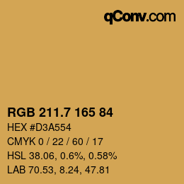 カラーコード: RGB 211.7 165 84 | qconv.com