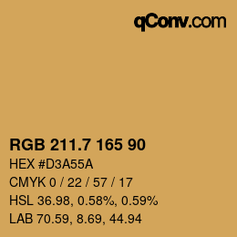 カラーコード: RGB 211.7 165 90 | qconv.com