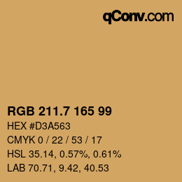 カラーコード: RGB 211.7 165 99 | qconv.com