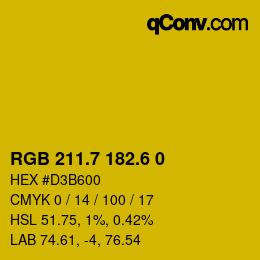 カラーコード: RGB 211.7 182.6 0 | qconv.com