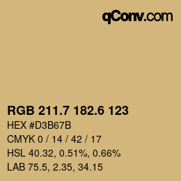 カラーコード: RGB 211.7 182.6 123 | qconv.com
