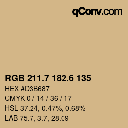 カラーコード: RGB 211.7 182.6 135 | qconv.com