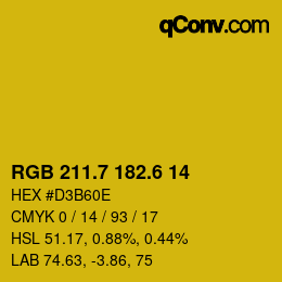 カラーコード: RGB 211.7 182.6 14 | qconv.com