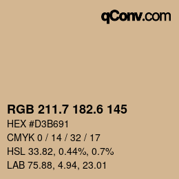 カラーコード: RGB 211.7 182.6 145 | qconv.com
