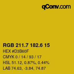 カラーコード: RGB 211.7 182.6 15 | qconv.com