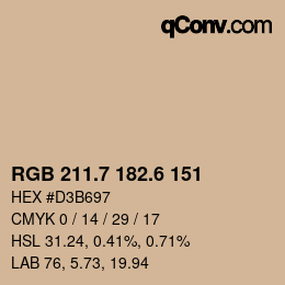 カラーコード: RGB 211.7 182.6 151 | qconv.com