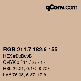 カラーコード: RGB 211.7 182.6 155 | qconv.com