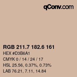 カラーコード: RGB 211.7 182.6 161 | qconv.com
