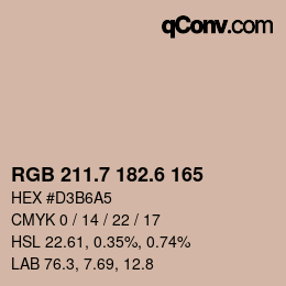 カラーコード: RGB 211.7 182.6 165 | qconv.com