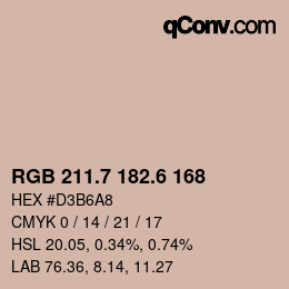 カラーコード: RGB 211.7 182.6 168 | qconv.com