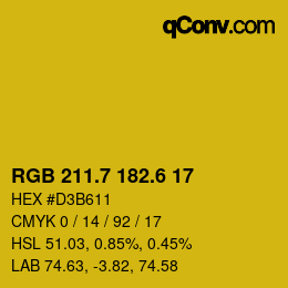 カラーコード: RGB 211.7 182.6 17 | qconv.com