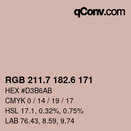 カラーコード: RGB 211.7 182.6 171 | qconv.com
