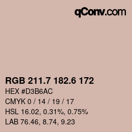 カラーコード: RGB 211.7 182.6 172 | qconv.com