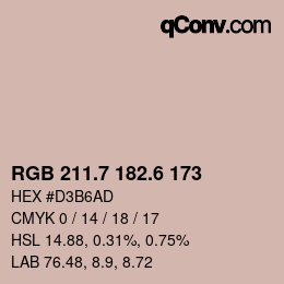 カラーコード: RGB 211.7 182.6 173 | qconv.com