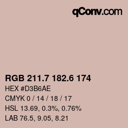 カラーコード: RGB 211.7 182.6 174 | qconv.com