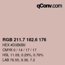 カラーコード: RGB 211.7 182.6 176 | qconv.com