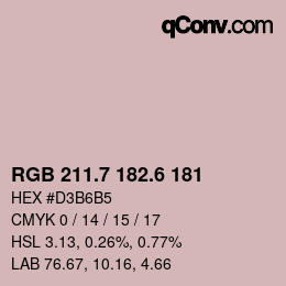 カラーコード: RGB 211.7 182.6 181 | qconv.com