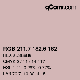 カラーコード: RGB 211.7 182.6 182 | qconv.com