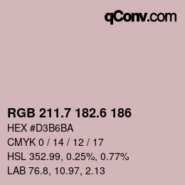 カラーコード: RGB 211.7 182.6 186 | qconv.com
