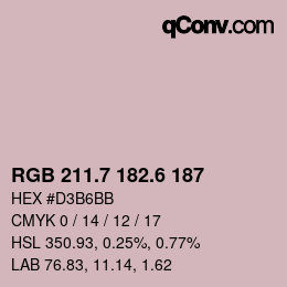 カラーコード: RGB 211.7 182.6 187 | qconv.com