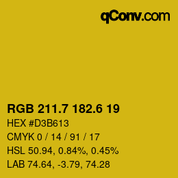 カラーコード: RGB 211.7 182.6 19 | qconv.com