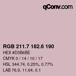 カラーコード: RGB 211.7 182.6 190 | qconv.com