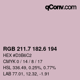 カラーコード: RGB 211.7 182.6 194 | qconv.com