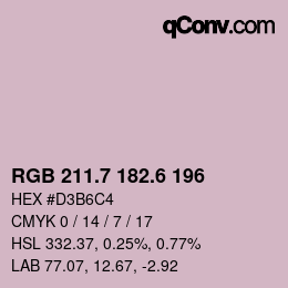 カラーコード: RGB 211.7 182.6 196 | qconv.com