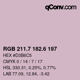 カラーコード: RGB 211.7 182.6 197 | qconv.com