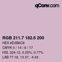 カラーコード: RGB 211.7 182.6 200 | qconv.com