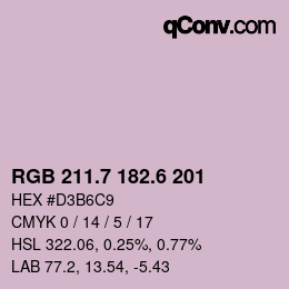 カラーコード: RGB 211.7 182.6 201 | qconv.com