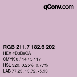 カラーコード: RGB 211.7 182.6 202 | qconv.com