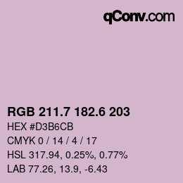 カラーコード: RGB 211.7 182.6 203 | qconv.com