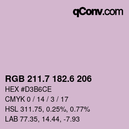 カラーコード: RGB 211.7 182.6 206 | qconv.com