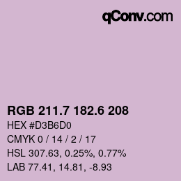 カラーコード: RGB 211.7 182.6 208 | qconv.com