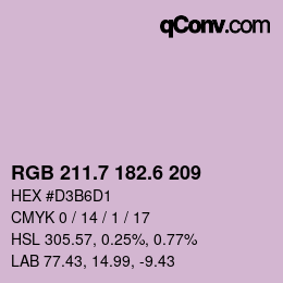 カラーコード: RGB 211.7 182.6 209 | qconv.com