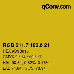 カラーコード: RGB 211.7 182.6 21 | qconv.com
