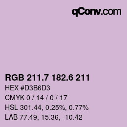 カラーコード: RGB 211.7 182.6 211 | qconv.com
