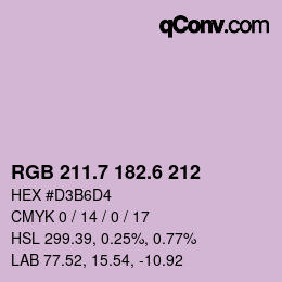 カラーコード: RGB 211.7 182.6 212 | qconv.com