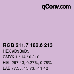 カラーコード: RGB 211.7 182.6 213 | qconv.com