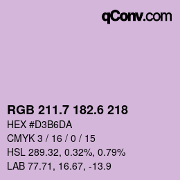 カラーコード: RGB 211.7 182.6 218 | qconv.com
