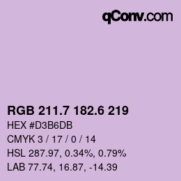 カラーコード: RGB 211.7 182.6 219 | qconv.com