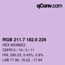 カラーコード: RGB 211.7 182.6 226 | qconv.com