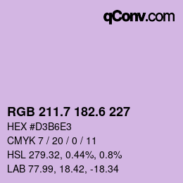 カラーコード: RGB 211.7 182.6 227 | qconv.com