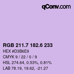 カラーコード: RGB 211.7 182.6 233 | qconv.com