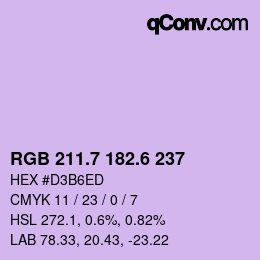 カラーコード: RGB 211.7 182.6 237 | qconv.com